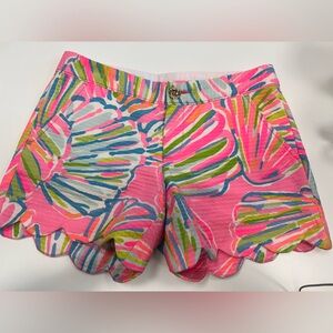 Lilly Pulitzer Buttercup Preppy Beach Scalloped Y2K Micro Mini Shorts